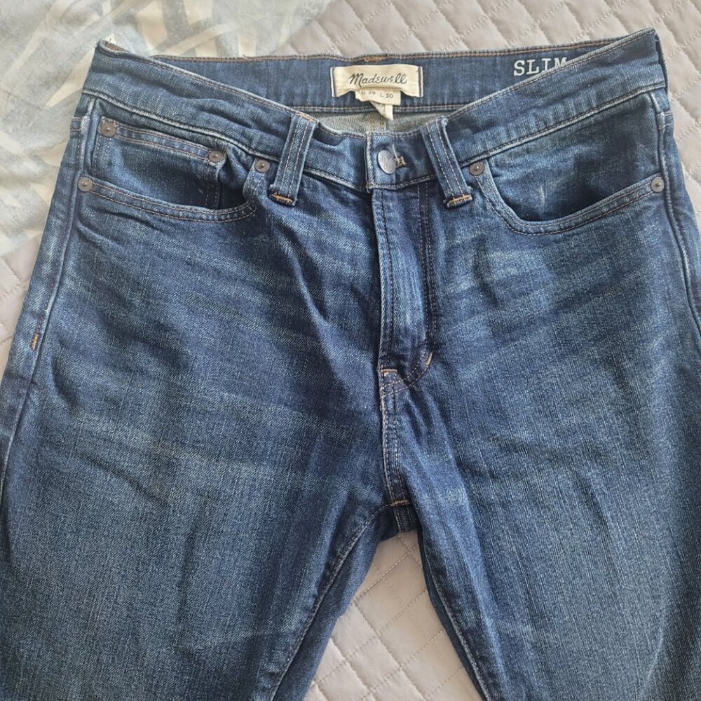 NEW MADEWELL Men's Slim 5 Pocket Blue Denim Jeans Size 29 X 30